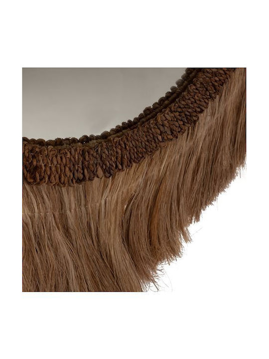 HomeMarkt Καθρέπτης Τοίχου από Ίνες Abaca με Καφέ Rattan Πλαίσιο Διαμέτρου 70cm
