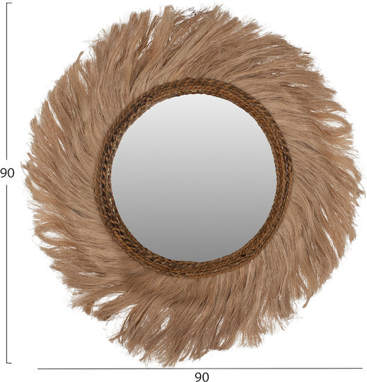 HomeMarkt HM7729 Καθρέπτης Καφέ Διαμέτρου 90cm