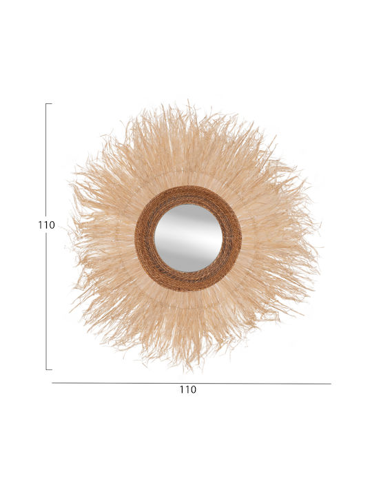 HomeMarkt Като Огледало за Стена с Бежов Рамка Диаметър 110см 1бр