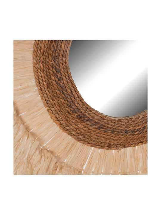HomeMarkt Καθρέπτης Τοίχου με Μπεζ Rattan Πλαίσιο Διαμέτρου 110cm