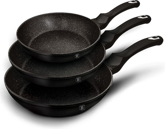 Berlinger Haus Black Silver Collection Σετ Τηγάνια από Αλουμίνιο Black Silver με Επίστρωση από Πέτρα 3 Σκευών