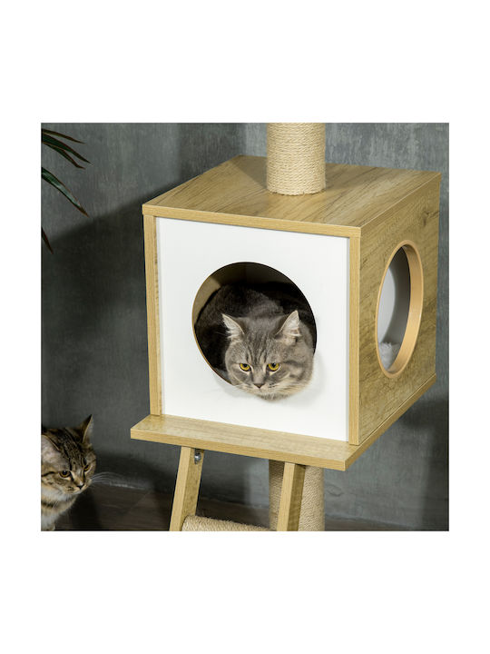 Pawhut Scratching Post Cat Trees Beige Ceiling 40x40x285cm