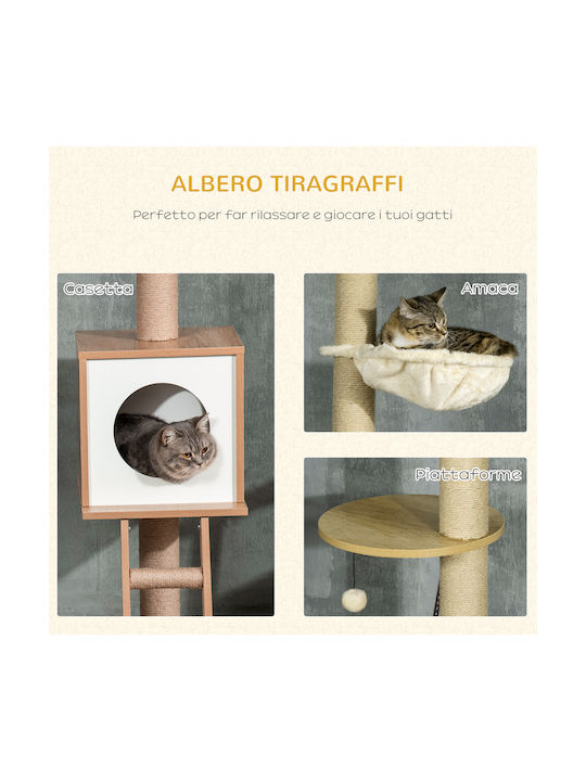 Pawhut Scratching Post Cat Trees Beige Ceiling 40x40x285cm