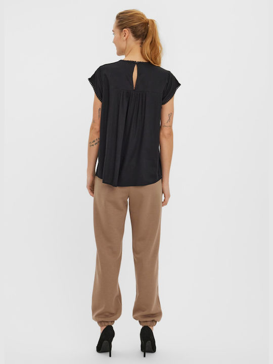 Vero Moda Women's Summer Blouse Short Sleeve Black