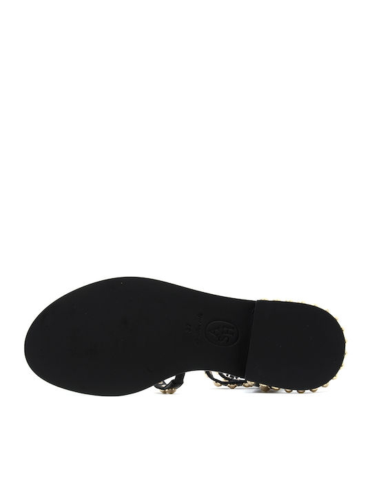 Din piele Sandale casual damă Gladiator în Culoare Negru