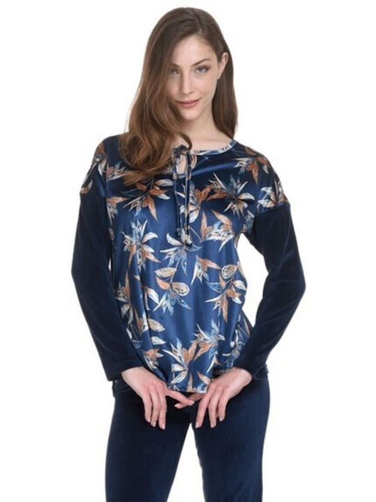 Women's Pajama Zen By Daisy "Floral" Velvet - Blue