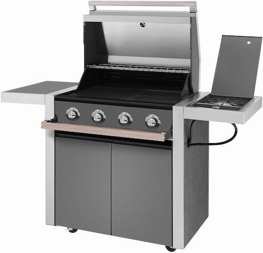 Beef Eater 1500 Series Grătar pe gaz Din fontă Grătar și Placă cu 4 buc 21.2kW și Arzător Lateral