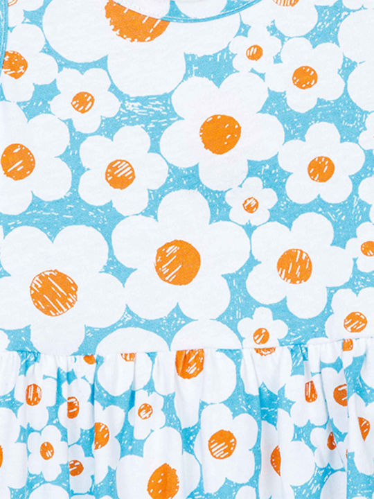 Kinderkleid Ärmellos Blumen Hellblau