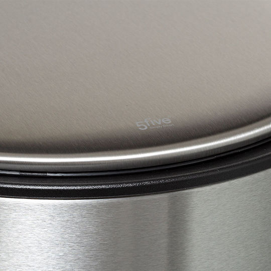 5Five Delta Metallic Waste Bin with Pedal Silver 30lt