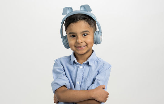 BuddyPhones PlayEars+ Kabellose Bluetooth Kinder Am Ohr Kopfhörer mit 24 Stunden Betriebszeit Blau