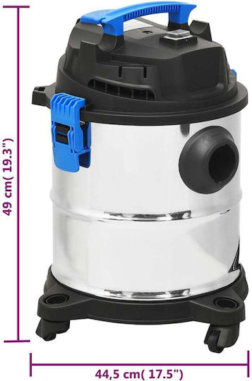 vidaXL Vacuum Wet / Dry 1200W with Stainless Bin 20lt