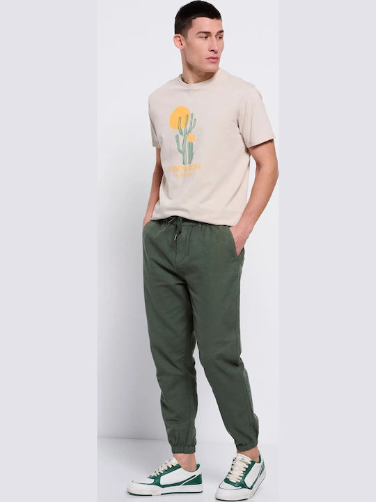 FBM007-01802 Trousers in Straight Line Dusty Green