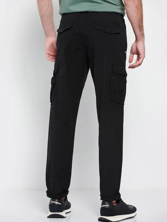 Men's Cargo Pants Elastic Regular Fit Black FBM007-030-02-Black