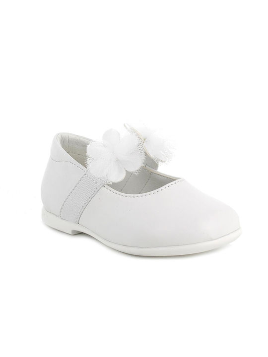 Primigi Kids Leather Ballerinas with Elastic Strap White