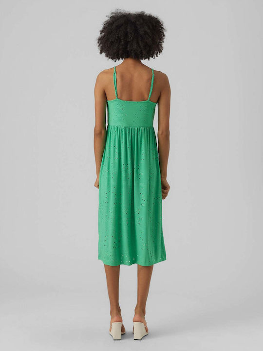 Vero Moda Midi Καλοκαιρινό All Day Φόρεμα Κρουαζέ Πράσινο