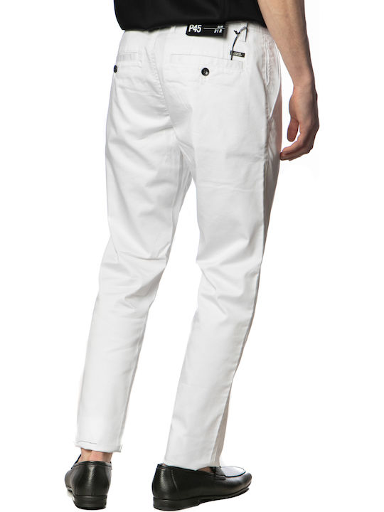Men's Elastic White Chino Trousers