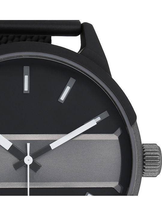 Oozoo Timepieces Ανδρικό Ρολόι 45mm Χρονογράφος Μπαταρίας με Μαύρο Μεταλλικό Μπρασελέ