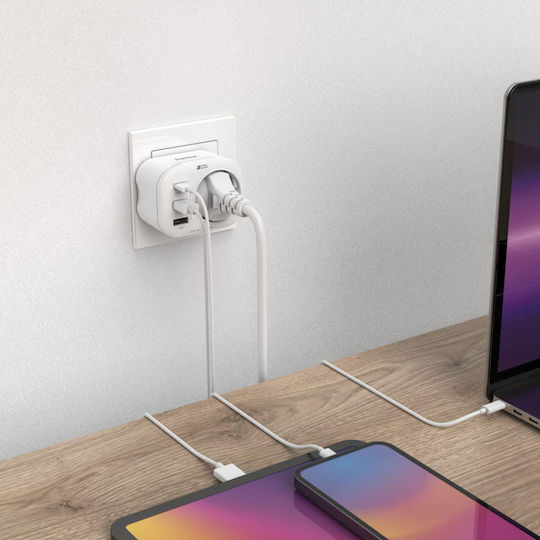 HAMA Μονόπριζο με 2 USB-A και 4 USB-C