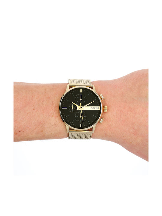 Oozoo Watch Chronograph Battery with Gold Metal Bracelet