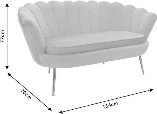 Daimon Doppelsitzer Sofa Samt Black Velvet-Black Metal 134x70x77cm