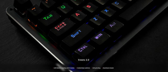 Zeroground KB-2950G Simeto V2.0 Gaming Mechanical Keyboard with Custom Blue switches and RGB lighting (English US) Silver