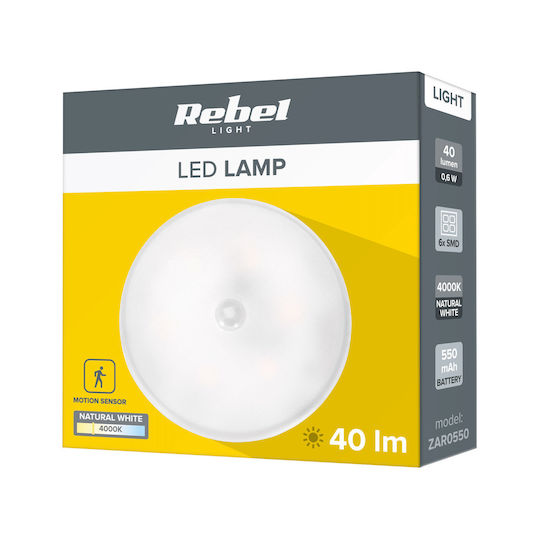 Rebel Rechargeable LED Light Spot for Cabinets with Battery Powered and Photocell 1pcs