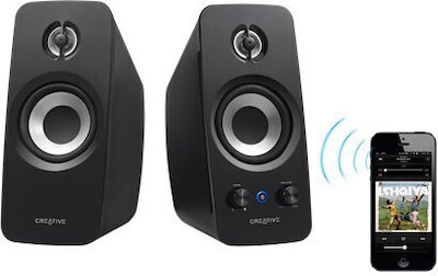 Creative T15 Ασύρματα Ηχεία Υπολογιστή 2.0 με Bluetooth και Ισχύ 11W σε Μαύρο Χρώμα