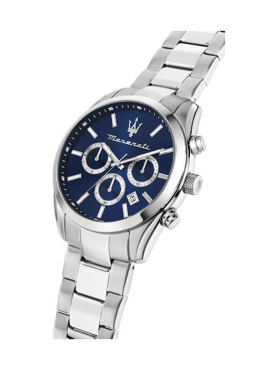 Maserati Ανδρικό Ρολόι 43mm Μπαταρίας με Ασημί Μεταλλικό Μπρασελέ
