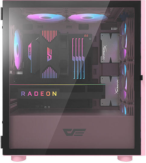 Darkflash DLM21 Mesh Gaming Midi Tower Computer Case with Window Panel Pink