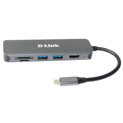 D-Link USB-C Docking Station με HDMI 4K PD Γκρι (DUB-2327)