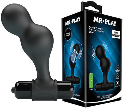 Mr. Play Πρωκτική Σφήνα με Δόνηση Μαύρη 10cm