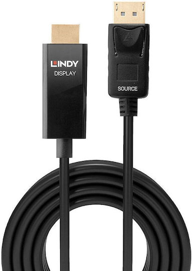 Lindy Cable DisplayPort male - HDMI male 2m Μαύρο (40926)