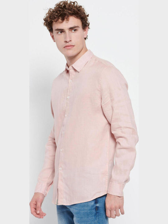 FBM007-00105 Long-sleeved Linen Shirt Vintage Pink