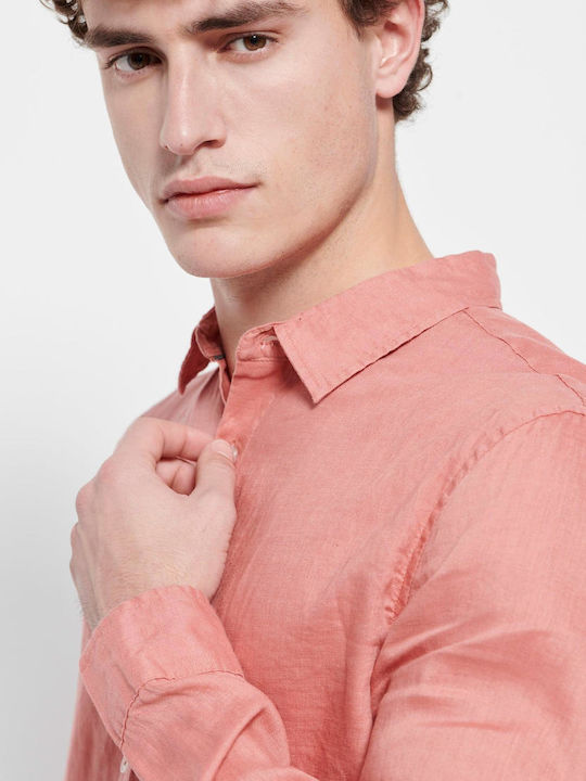 FBM007-00105 Long-sleeved Linen Shirt Terracota
