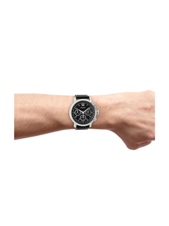 Oozoo Timepieces Watch Chronograph Battery with Black Leather Strap