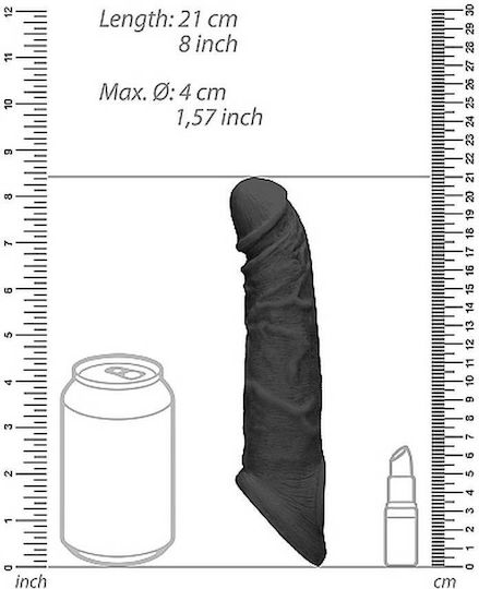 Shots RealRock Penis Sleeve Penis Extension Black 20cm