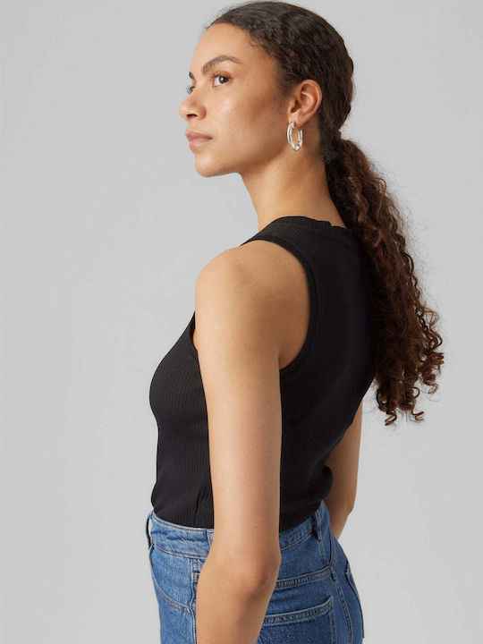 Damen Sommer Bluse Baumwolle Ärmellos Schwarz