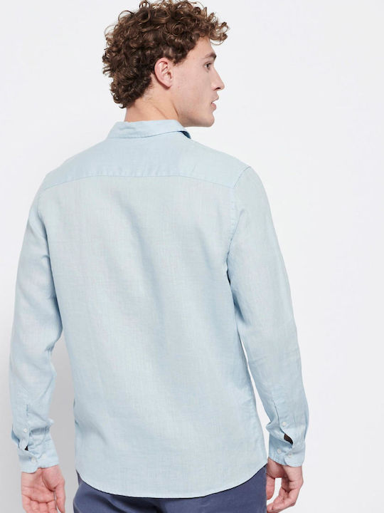 FBM007-00105 Long-sleeved Linen Shirt Foggy Blue