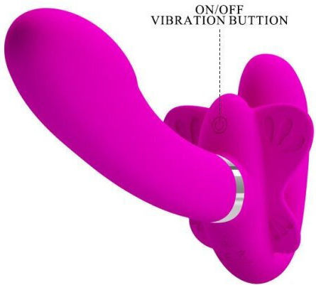 Pretty Love Valerie Fără bretele Strap On cu Dildo 10cm cu vibrație în Culoare Fuchsia