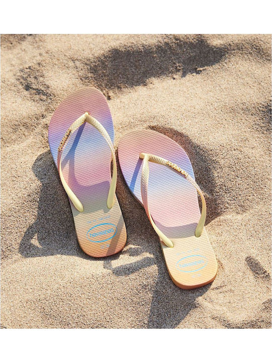 Gradient Sunset Damen-Flip-Flops Gelbe Pixel