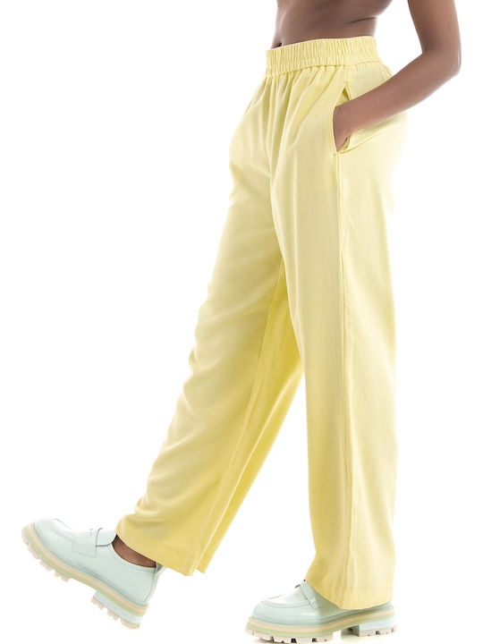 Vero Moda 10278926 Women's High-waisted Fabric Trousers with Elastic Wide Banana