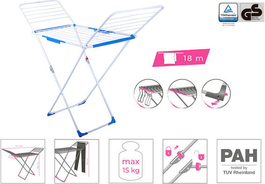 Eurogold Stabilo Plus Metallic Folding Floor Clothes Drying Rack with Hanging Length 18m