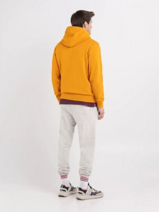 Franklin & Marshall Men's Sweatshirt with Hood and Pockets Orange