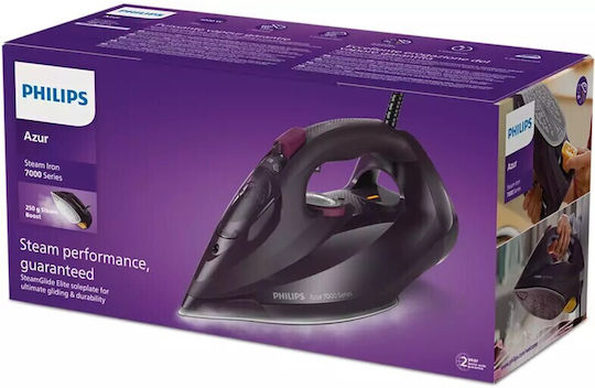 Philips Azur 7000 Series Dampfbügeleisen 3000W mit kontinuierlicher Dampfabgabe 55g/min Purple