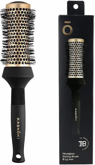 Kashoki Hourglass Modeling Brush Brush Hair for Straightening Black 43mm