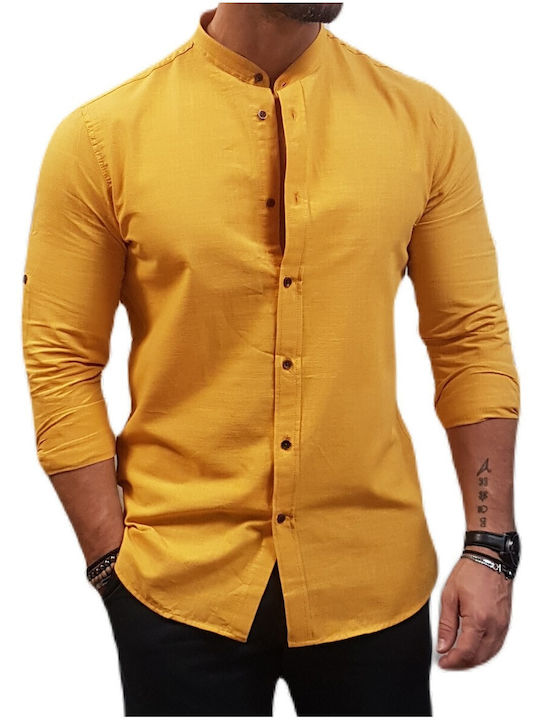 Senior - SH-36 - Yellow - Linen - Slim Fit - Shirt - yellow