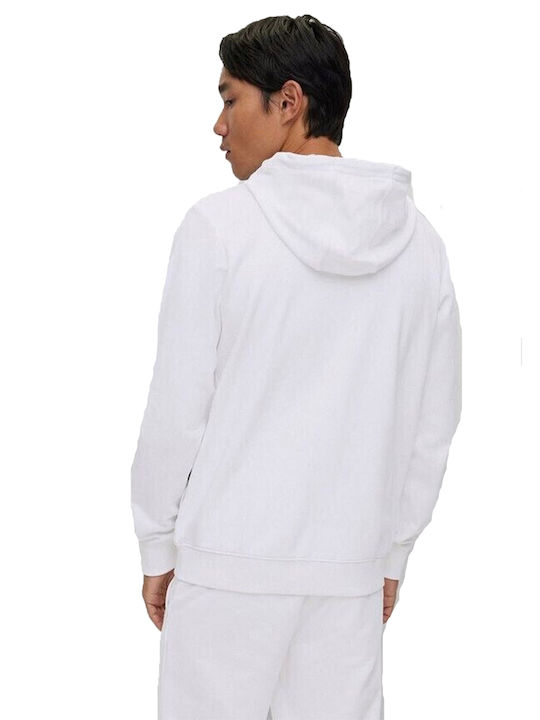 Hugo Boss Men's Sweatshirt Jacket with Hood and Pockets White