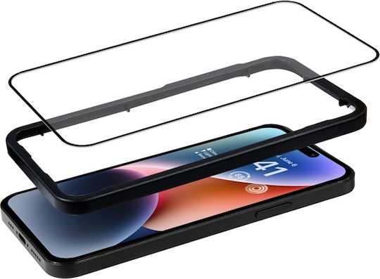 Crong Armour 3D 0.33mm Antibacterial Full Face Tempered Glass Μαύρο (iPhone 14 Pro)