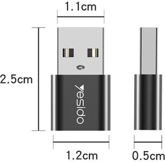 Yesido GS09 Converter USB-A male to USB-C female 1pcs