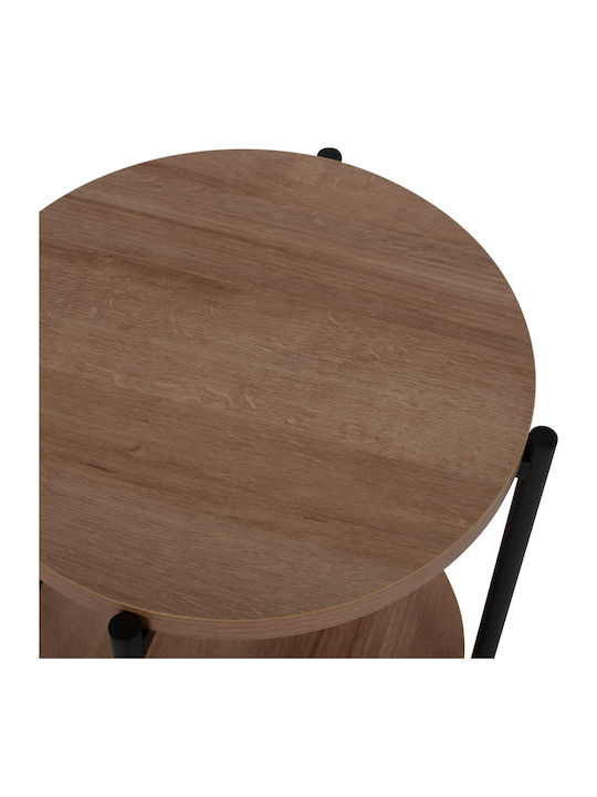 Round Side Table Wooden Natural / Black L40xW40xH52cm.